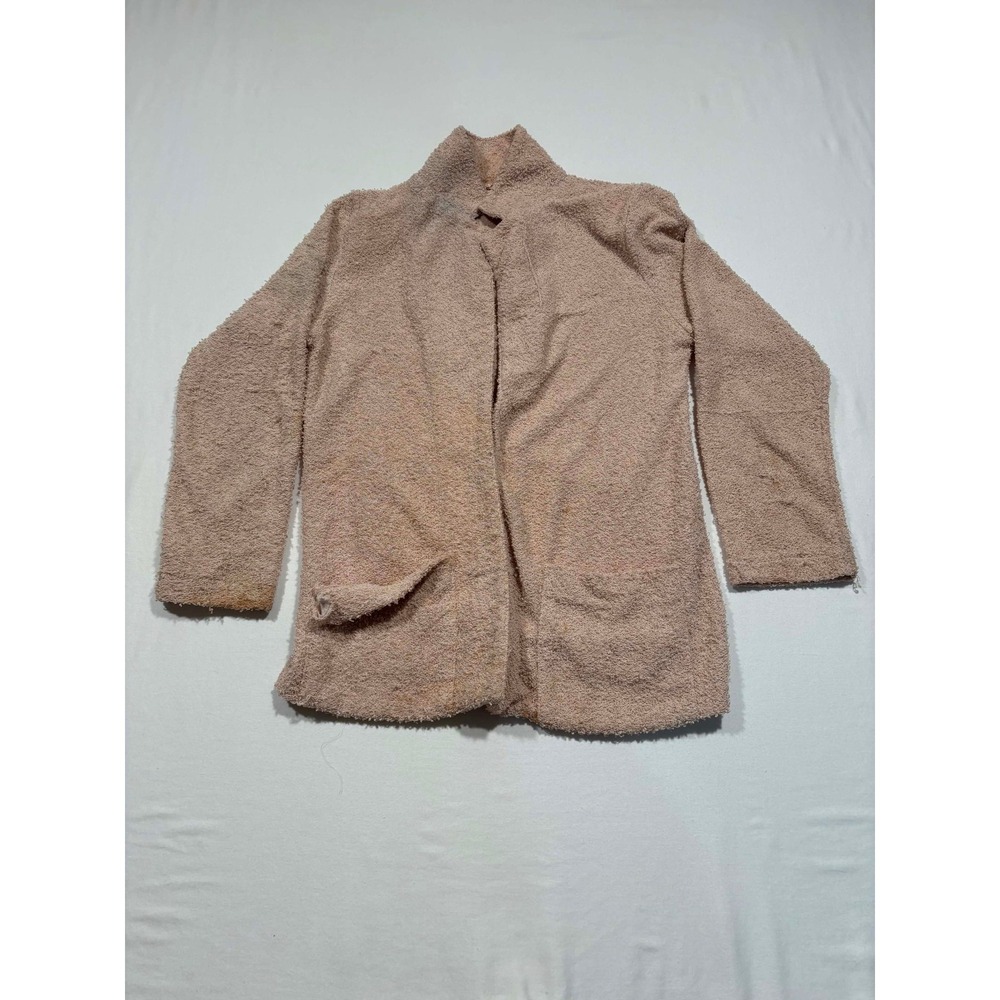 Vintage Foxmoor Terry Cloth Open Front Cardigan Jacket Mock Neck Soft Peach